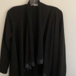Elegant Black Open Front Cardigan Sweater